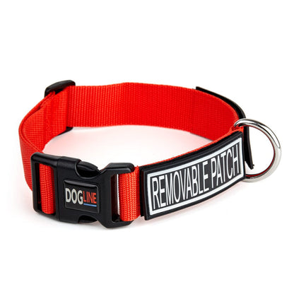 Dogline Omega Nylon Flat Collar + Built-in Hook & Loop Fastener